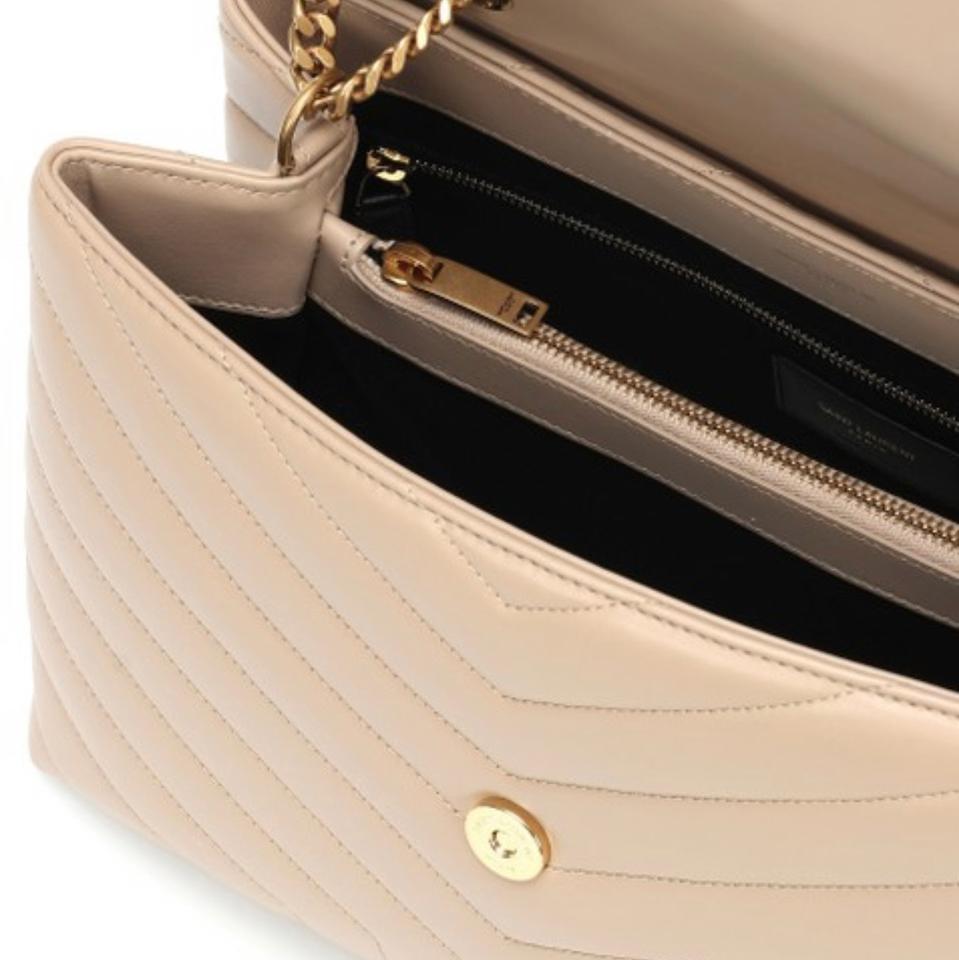 Saint Laurent Monogram Loulou Medium Monogram Dark Beige Leather Shoulder Bag