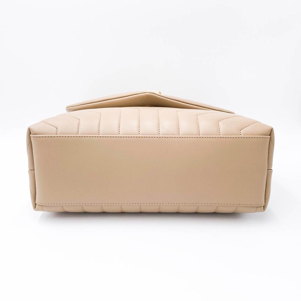 Saint Laurent Monogram Loulou Medium Monogram Dark Beige Leather Shoulder Bag