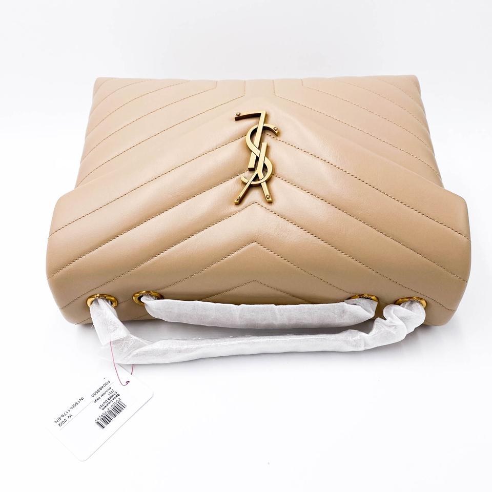 Saint Laurent Monogram Loulou Medium Monogram Dark Beige Leather Shoulder Bag
