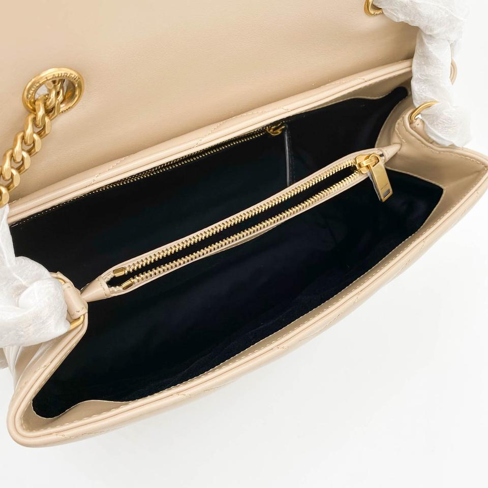 Saint Laurent Monogram Loulou Medium Monogram Dark Beige Leather Shoulder Bag
