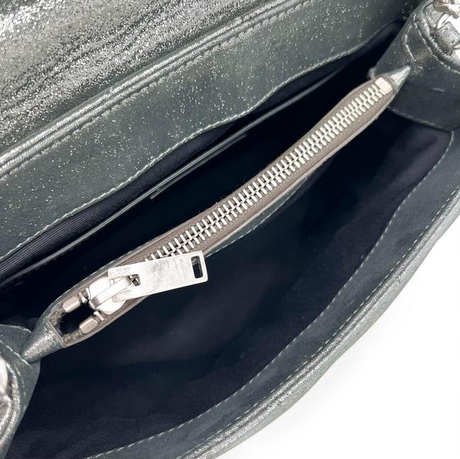 Saint Laurent Monogram Loulou Metallic Calfskin Monogram Small Chain Grey Leather Cross Body Bag