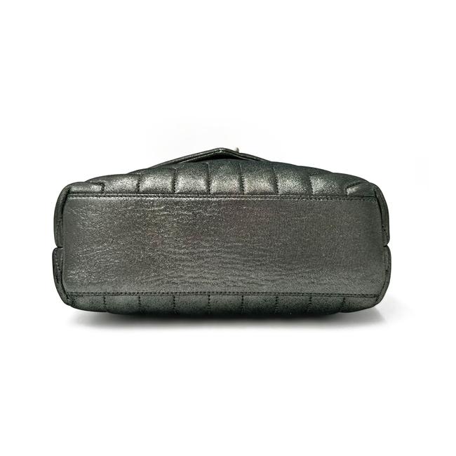 Saint Laurent Monogram Loulou Metallic Calfskin Monogram Small Chain Grey Leather Cross Body Bag
