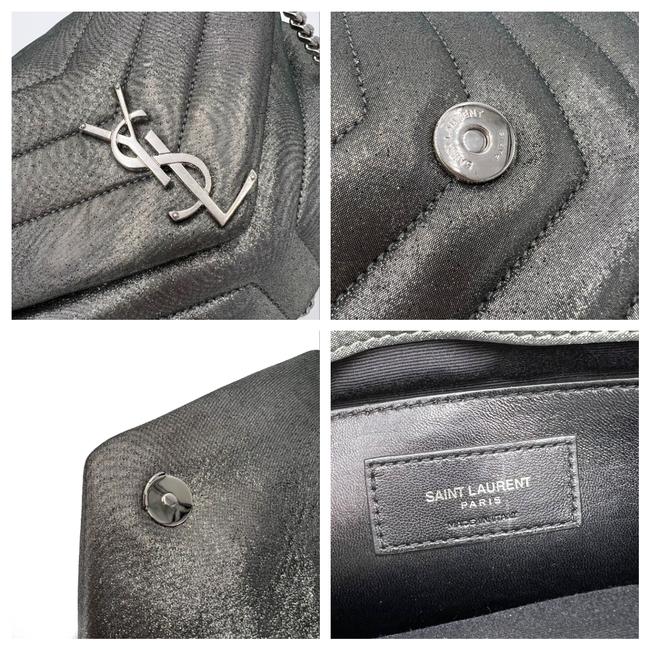 Saint Laurent Monogram Loulou Metallic Calfskin Monogram Small Chain Grey Leather Cross Body Bag