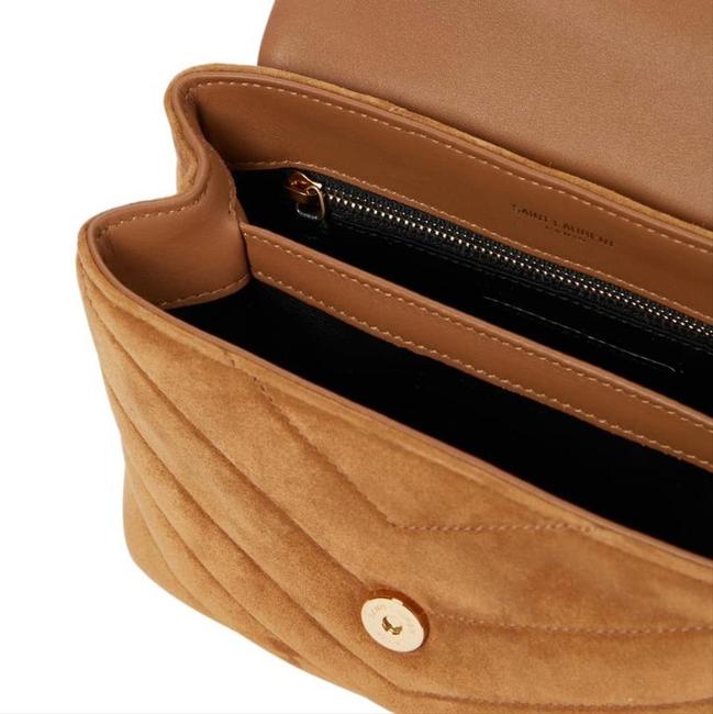 Saint Laurent Monogram Loulou Monogram Toy Quilted Brown Suede Leather Cross Body Bag