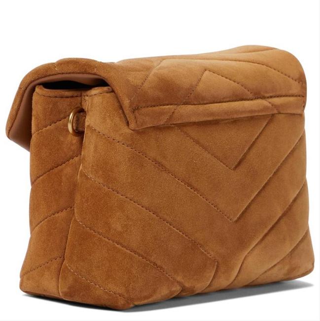 Saint Laurent Monogram Loulou Monogram Toy Quilted Brown Suede Leather Cross Body Bag