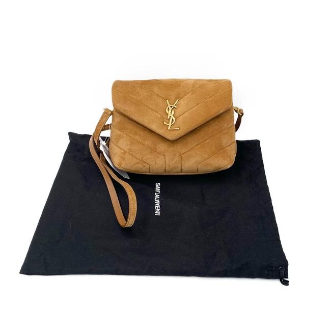 Saint Laurent Monogram Loulou Monogram Toy Quilted Brown Suede Leather Cross Body Bag