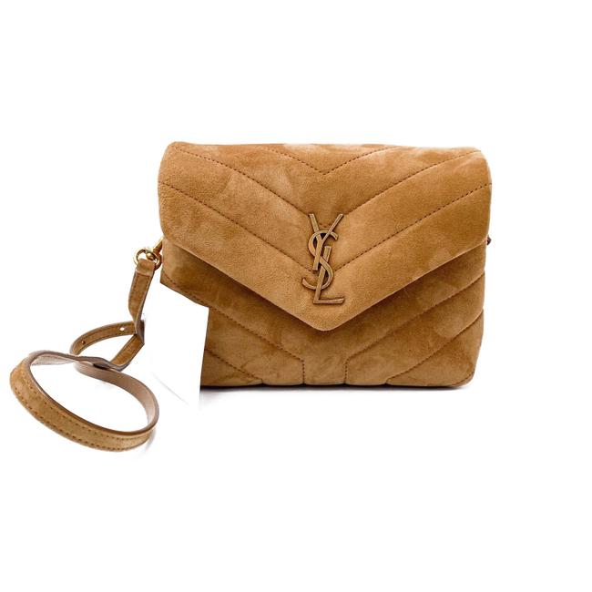 Saint Laurent Monogram Loulou Monogram Toy Quilted Brown Suede Leather Cross Body Bag