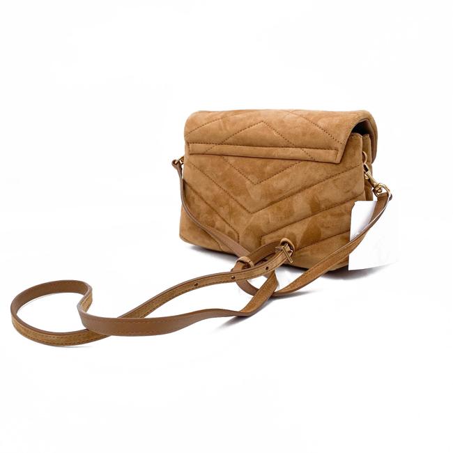 Saint Laurent Monogram Loulou Monogram Toy Quilted Brown Suede Leather Cross Body Bag