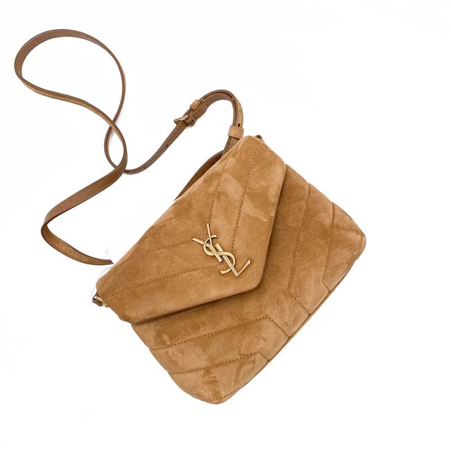 Saint Laurent Monogram Loulou Monogram Toy Quilted Brown Suede Leather Cross Body Bag