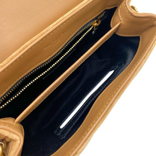 Saint Laurent Monogram Loulou Monogram Toy Quilted Brown Suede Leather Cross Body Bag