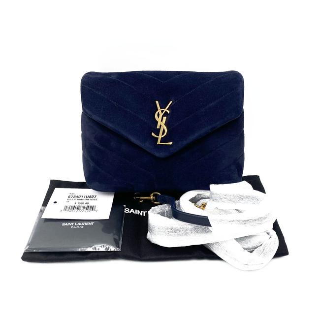 Saint Laurent Monogram Loulou Navy 2021 Blue Suede Leather Cross Body Bag
