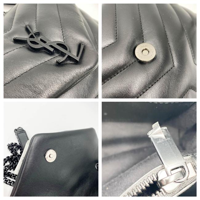 Saint Laurent Monogram Loulou Noir Calfskin Y Quilted Monogram Small Chain Satchel Black Leather Tote