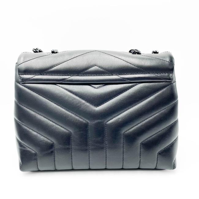 Saint Laurent Monogram Loulou Noir Calfskin Y Quilted Monogram Small Chain Satchel Black Leather Tote