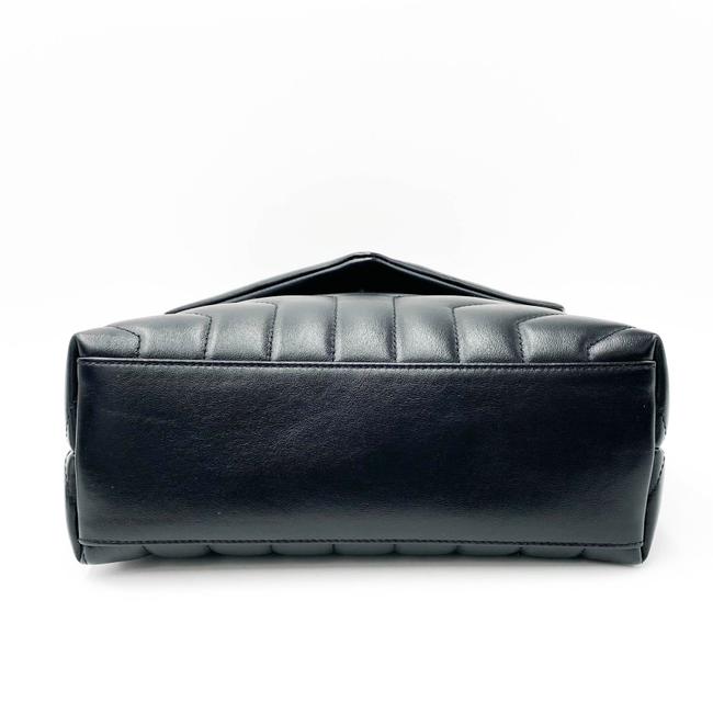 Saint Laurent Monogram Loulou Noir Calfskin Y Quilted Monogram Small Chain Satchel Black Leather Tote