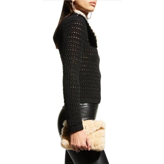 Saint Laurent Monogram Loulou Puffer Small Quilted Pouch Beige Shearling Wool Clutch