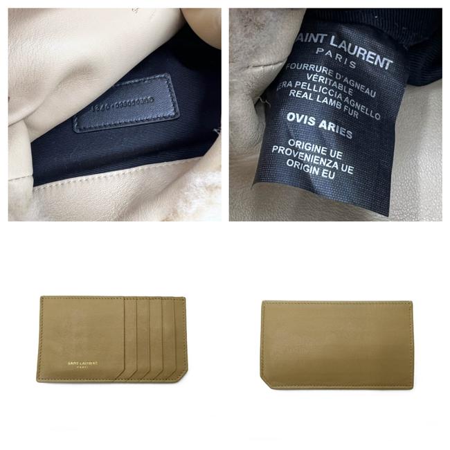 Saint Laurent Monogram Loulou Puffer Small Quilted Pouch Beige Shearling Wool Clutch
