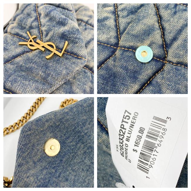 Saint Laurent Monogram Loulou Quilted Mini Puffer Monogram Chain Satchel Rodeo Blue Denim Shoulder Bag