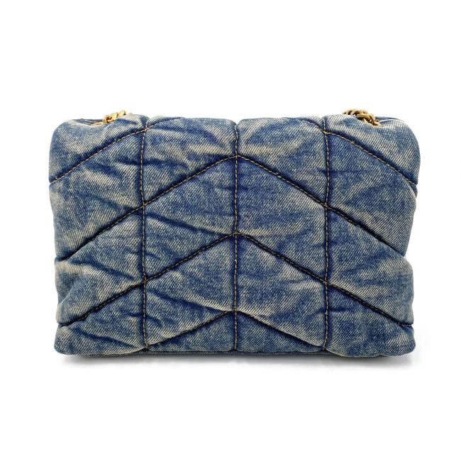 Saint Laurent Monogram Loulou Quilted Mini Puffer Monogram Chain Satchel Rodeo Blue Denim Shoulder Bag