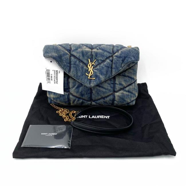 Saint Laurent Monogram Loulou Quilted Mini Puffer Monogram Chain Satchel Rodeo Blue Denim Shoulder Bag