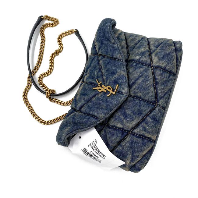 Saint Laurent Monogram Loulou Quilted Mini Puffer Monogram Chain Satchel Rodeo Blue Denim Shoulder Bag