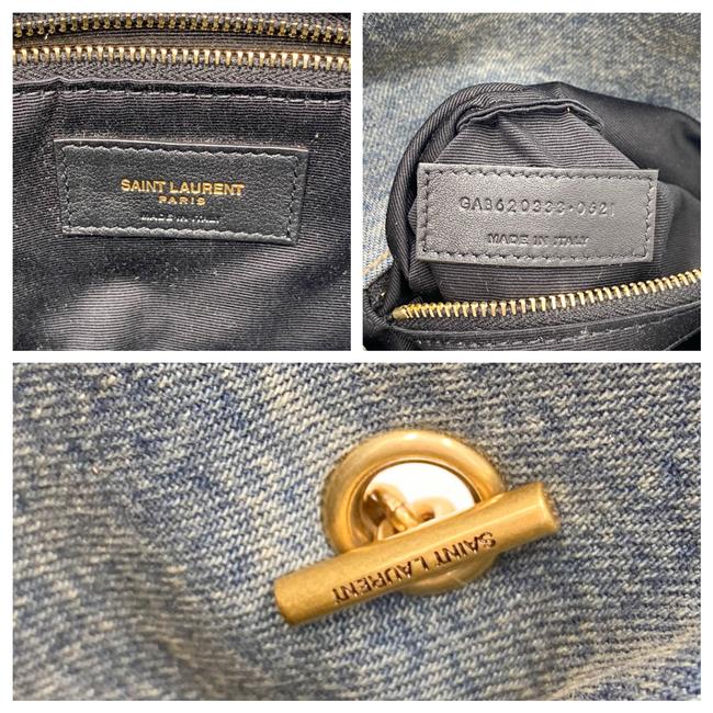 Saint Laurent Monogram Loulou Quilted Mini Puffer Monogram Chain Satchel Rodeo Blue Denim Shoulder Bag