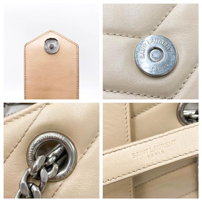 Saint Laurent Monogram Loulou Quilted Monogram Large Shopper Nude Powder Beige Calfskin Leather Tote