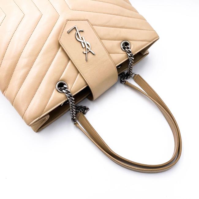 Saint Laurent Monogram Loulou Quilted Monogram Large Shopper Nude Powder Beige Calfskin Leather Tote