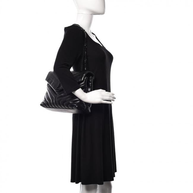 Saint Laurent Monogram Loulou Quilted Monogram Medium Chain Satchel Black Calfskin Leather Shoulder Bag