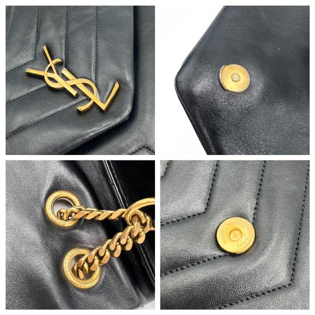 Saint Laurent Monogram Loulou Quilted Monogram Medium Chain Satchel Black Calfskin Leather Shoulder Bag
