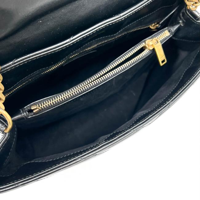 Saint Laurent Monogram Loulou Quilted Monogram Medium Chain Satchel Black Calfskin Leather Shoulder Bag