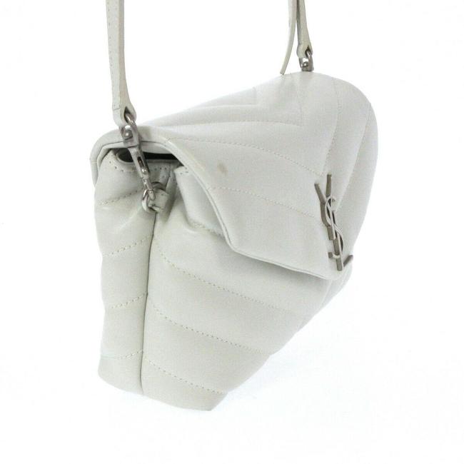 Saint Laurent Monogram Loulou Quilted Monogram Small Chain White Calfskin Leather Shoulder Bag