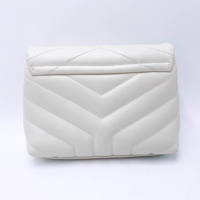 Saint Laurent Monogram Loulou Quilted Monogram Small Chain White Calfskin Leather Shoulder Bag