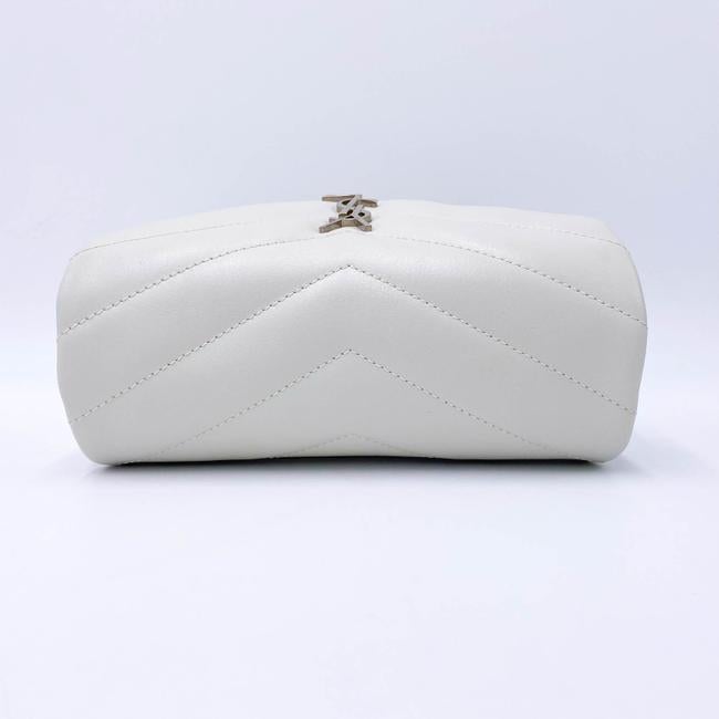 Saint Laurent Monogram Loulou Quilted Monogram Small Chain White Calfskin Leather Shoulder Bag