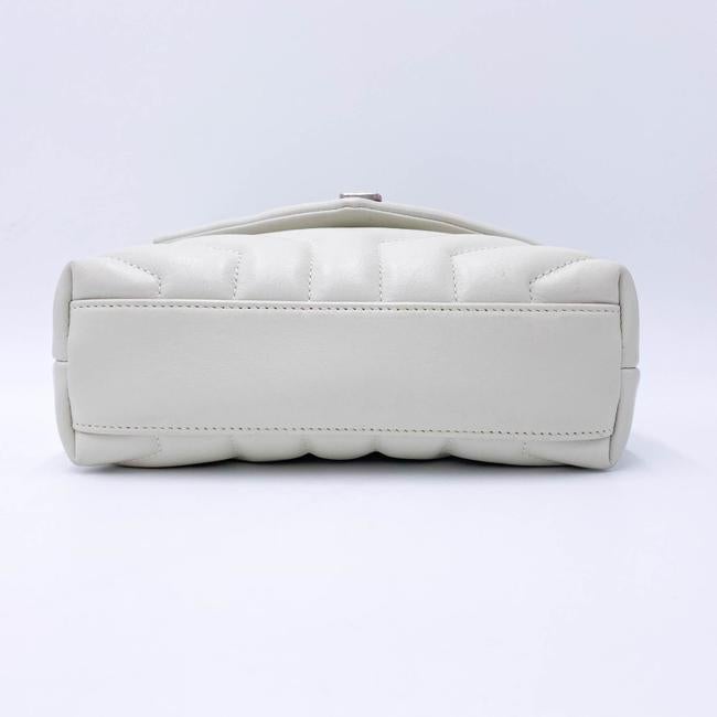 Saint Laurent Monogram Loulou Quilted Monogram Small Chain White Calfskin Leather Shoulder Bag