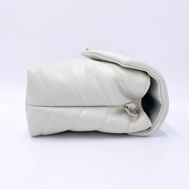 Saint Laurent Monogram Loulou Quilted Monogram Small Chain White Calfskin Leather Shoulder Bag
