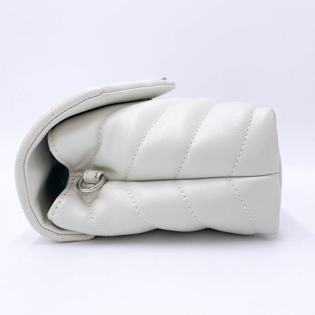 Saint Laurent Monogram Loulou Quilted Monogram Small Chain White Calfskin Leather Shoulder Bag