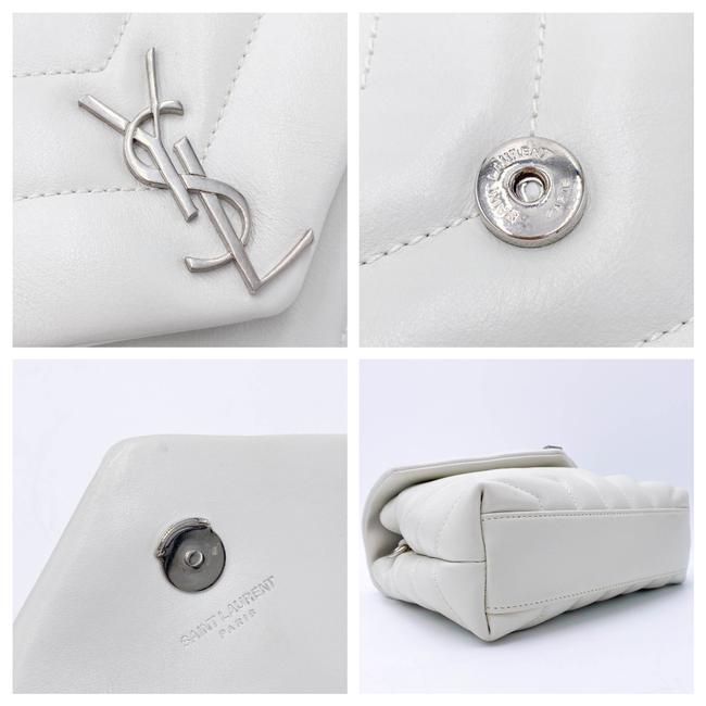 Saint Laurent Monogram Loulou Quilted Monogram Small Chain White Calfskin Leather Shoulder Bag