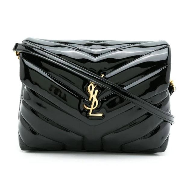 Saint Laurent Monogram Loulou Quilted Monogram Toy Black Patent Leather Cross Body Bag