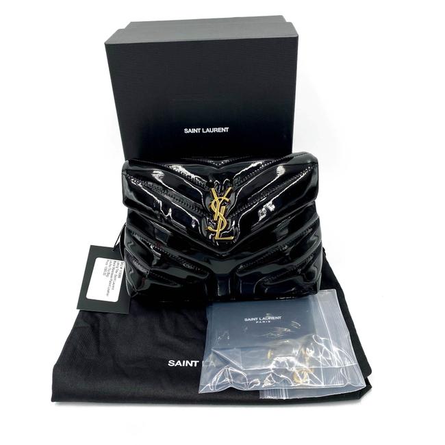 Saint Laurent Monogram Loulou Quilted Monogram Toy Black Patent Leather Cross Body Bag