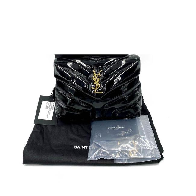 Saint Laurent Monogram Loulou Quilted Monogram Toy Black Patent Leather Cross Body Bag