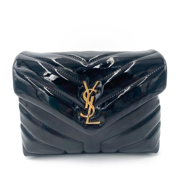 Saint Laurent Monogram Loulou Quilted Monogram Toy Black Patent Leather Cross Body Bag