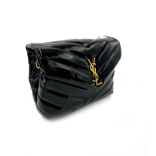 Saint Laurent Monogram Loulou Quilted Monogram Toy Black Patent Leather Cross Body Bag