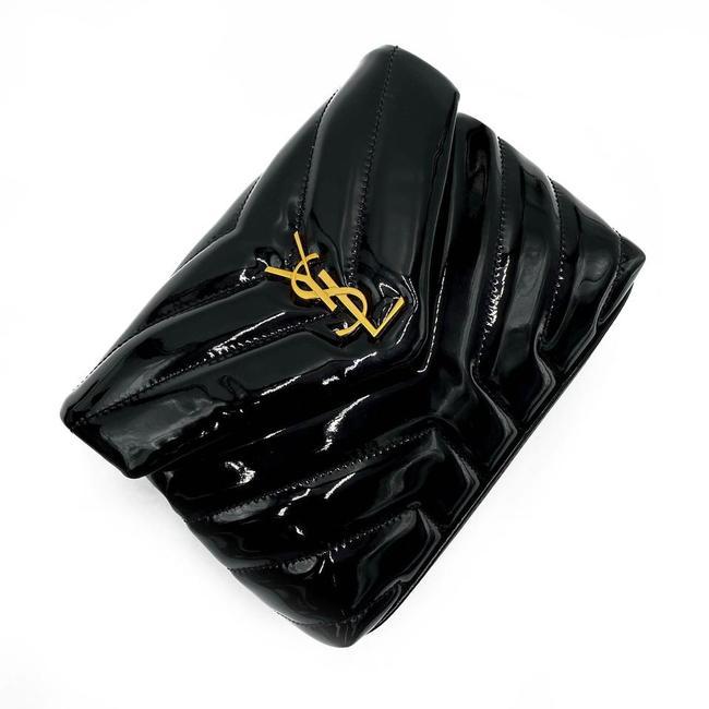 Saint Laurent Monogram Loulou Quilted Monogram Toy Black Patent Leather Cross Body Bag