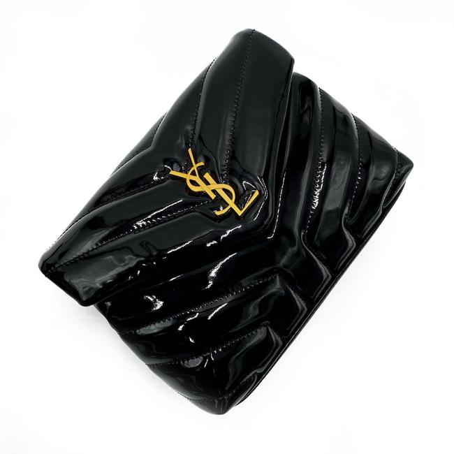 Saint Laurent Monogram Loulou Quilted Monogram Toy Black Patent Leather Cross Body Bag