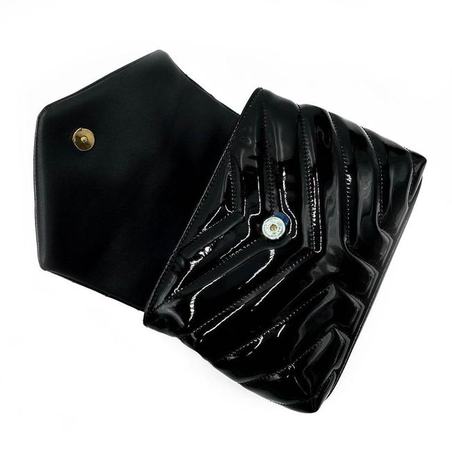 Saint Laurent Monogram Loulou Quilted Monogram Toy Black Patent Leather Cross Body Bag