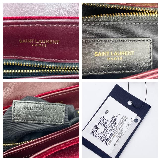 Saint Laurent Monogram Loulou Y Quilted Toy Chain Satchel French Burgundy Red Velvet Shoulder Bag