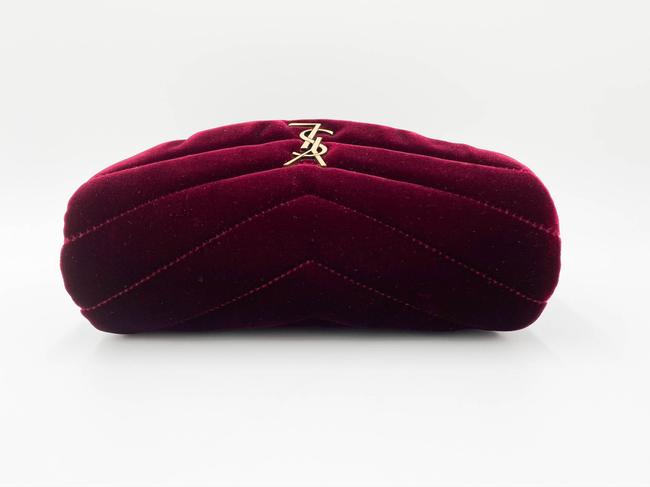 Saint Laurent Monogram Loulou Y Quilted Toy Chain Satchel French Burgundy Red Velvet Shoulder Bag