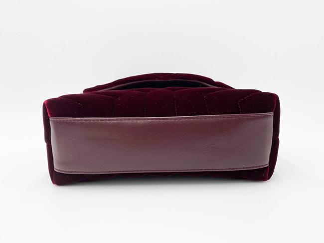 Saint Laurent Monogram Loulou Y Quilted Toy Chain Satchel French Burgundy Red Velvet Shoulder Bag