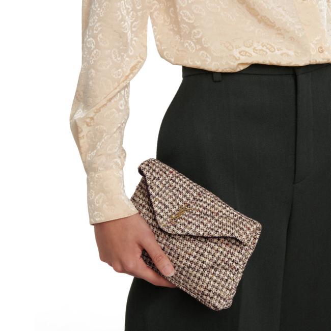 Saint Laurent Monogram Loulou Sintra Small Beige Tweed Clutch