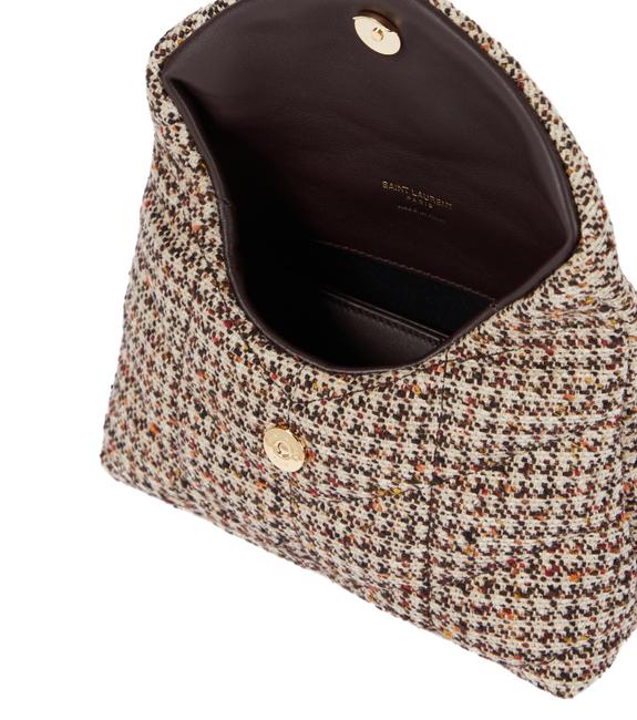 Saint Laurent Monogram Loulou Sintra Small Beige Tweed Clutch